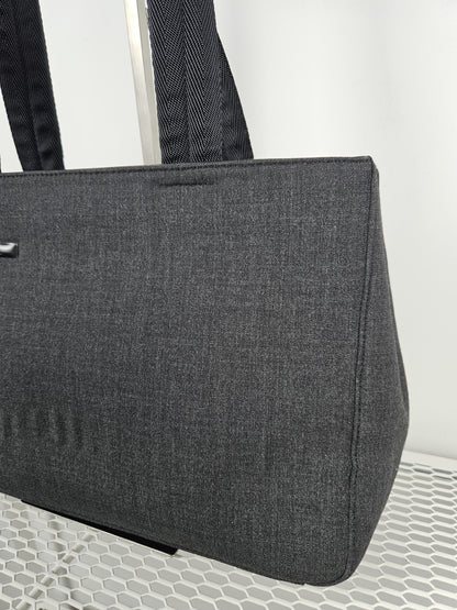 Archive AW1999 prada sport black tab wool and nylon tote bag