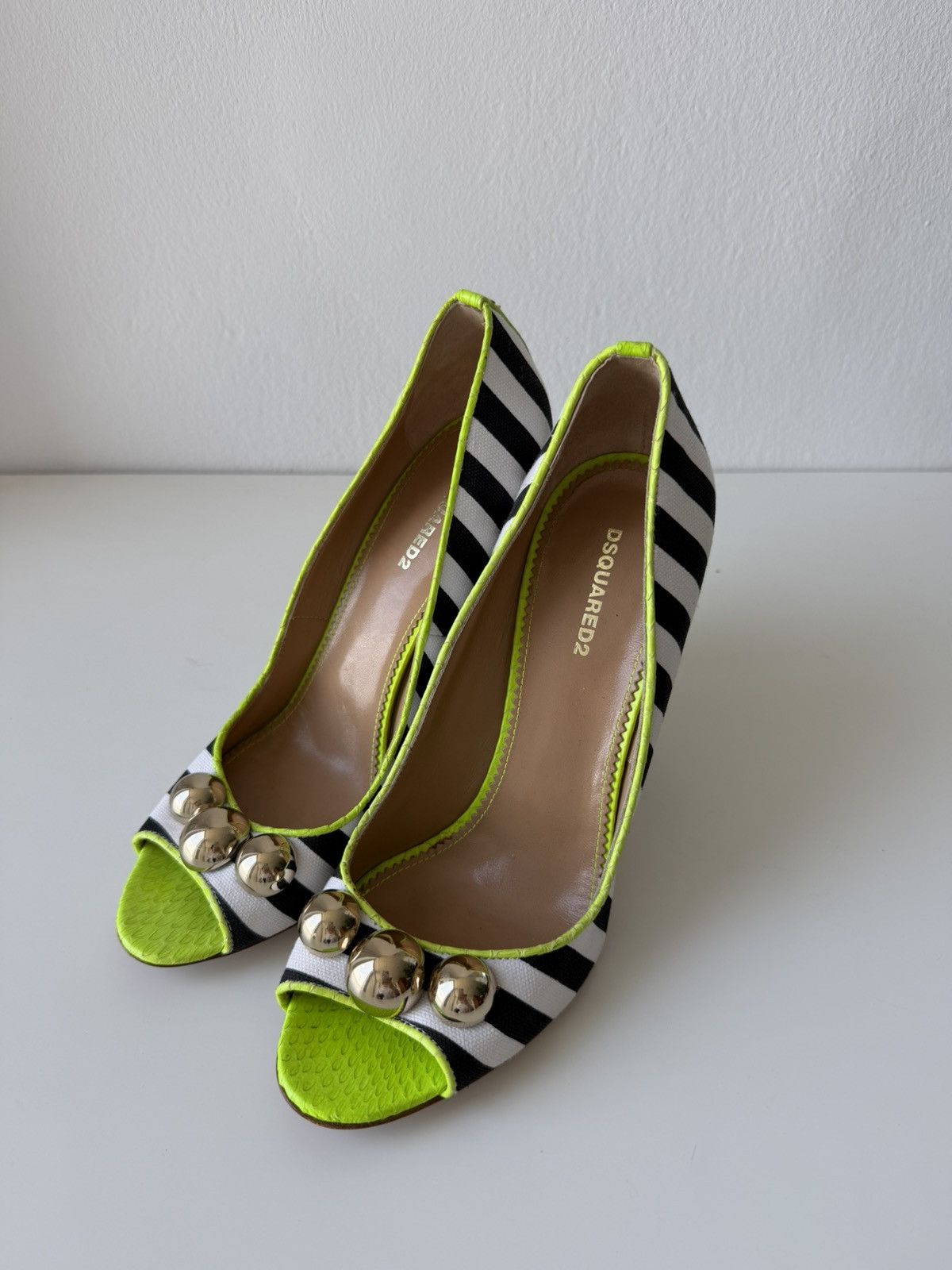 Dsquared2 multi colour open toe heels pumps