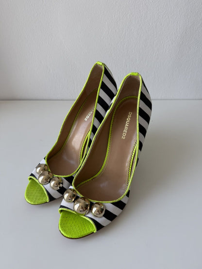 Dsquared2 multi colour open toe heels pumps