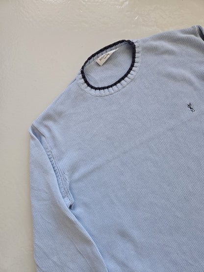 Vintage ysl baby blue embroidered logo thick knit sweater
