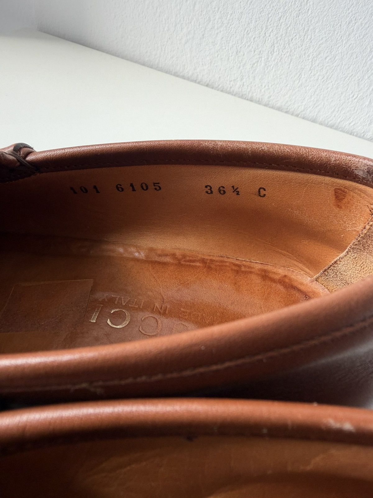 Gucci leather horsebit loafers on a thick notched sole