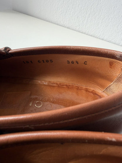 Gucci leather horsebit loafers on a thick notched sole