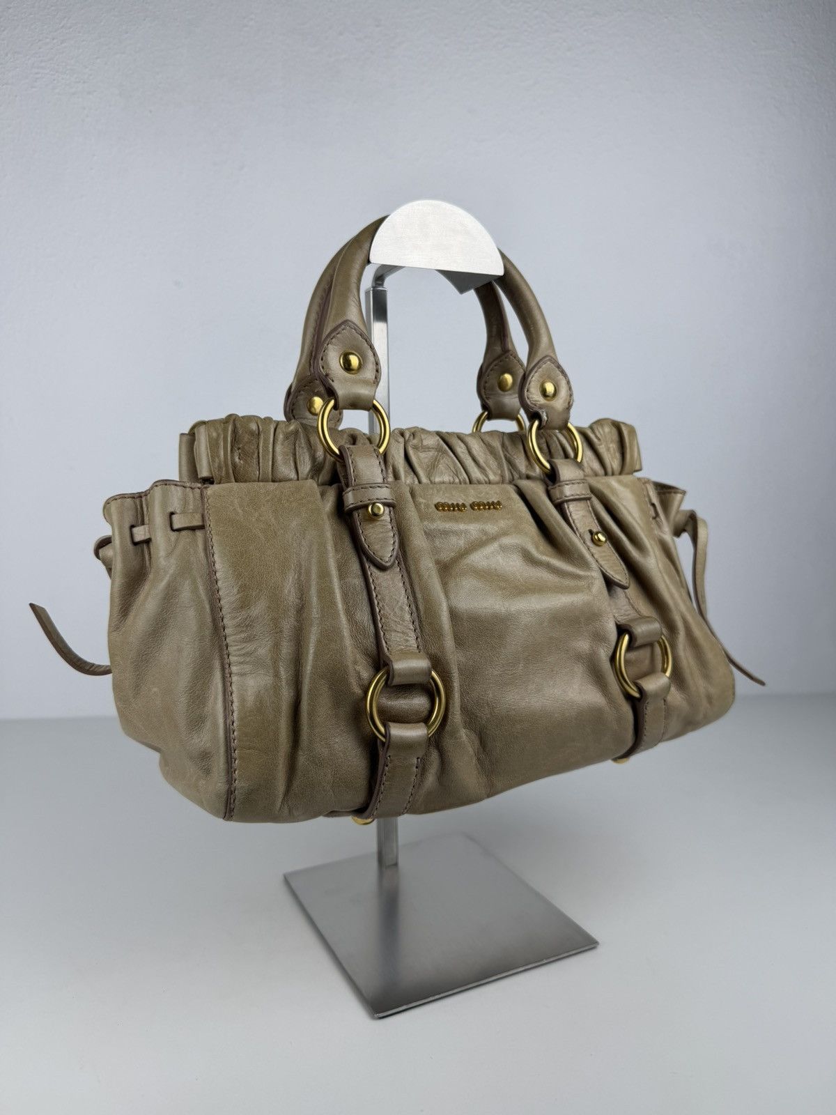 Miu miu bauletto vitello gathered leather mini handbag
