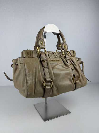 Miu miu bauletto vitello gathered leather mini handbag