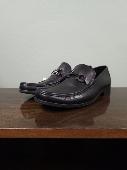 Salvatore Ferragamo gancini black leather loafers