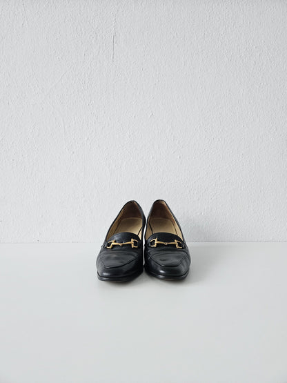 Vintage Gucci almond toe horsebit leather heels
