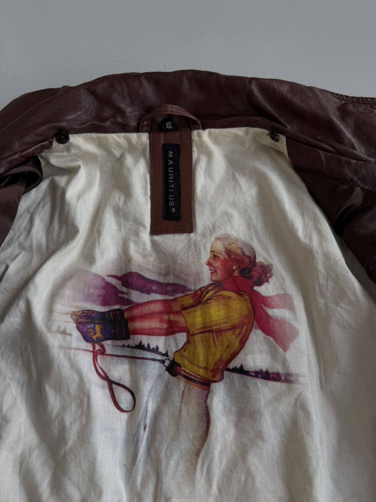 Vintage ‘Mauritius’ cropped leather biker jacket