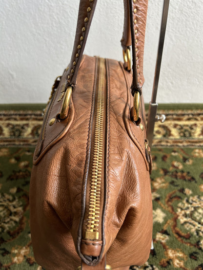 Vintage y2k miu miu leather top zip charm studded handbag