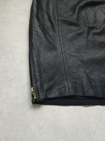 Gianni Versace Couture leather and wool zip off pencil skirt