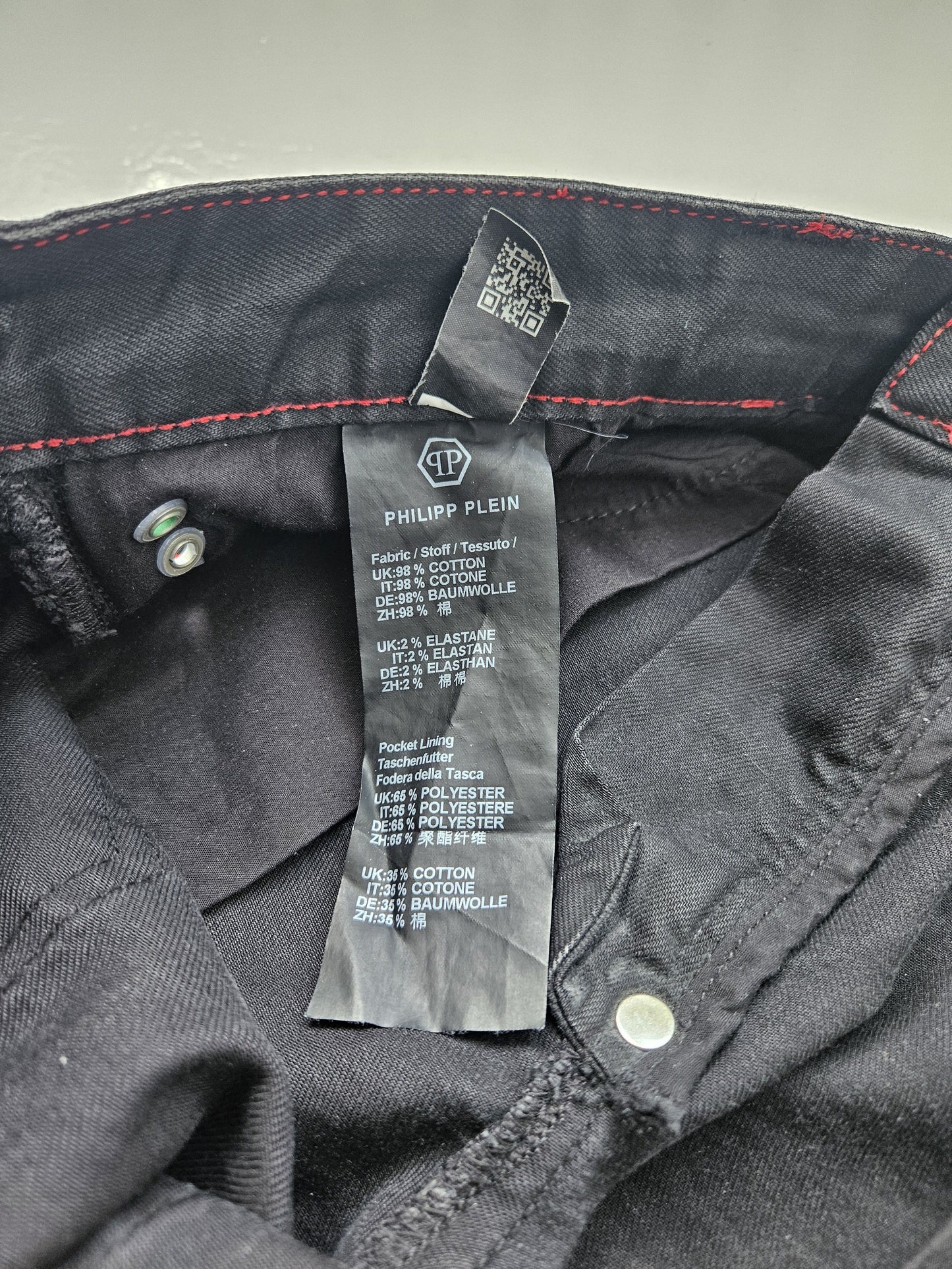 Philipp Plein born&raised distressed waxed biker denim