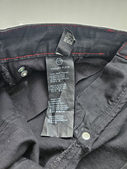 Philipp Plein born&raised distressed waxed biker denim