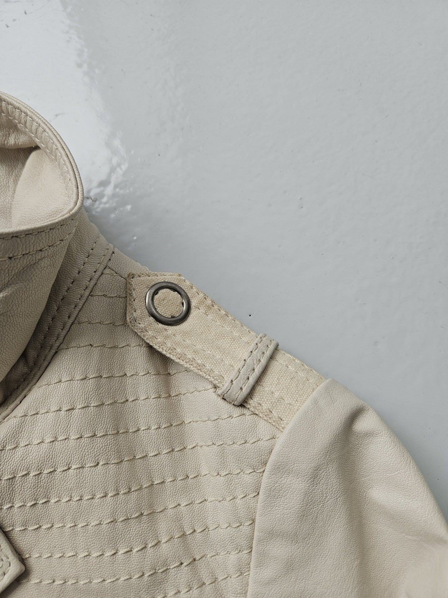 Archive y2k multipocket high collar leather jacket