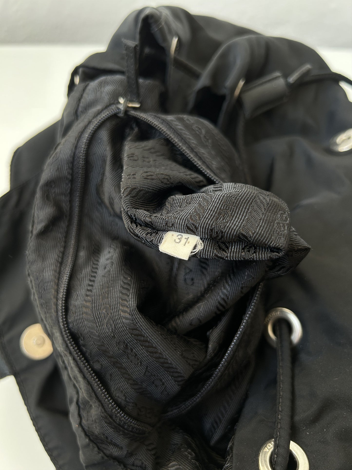 Prada nylon triangle logo cargo backpack