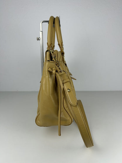 Miu miu vitello bauletto aperto gathered leather bag in buttery
