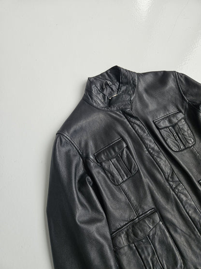 Archive y2k multipocket cropped lambskin leather jacket