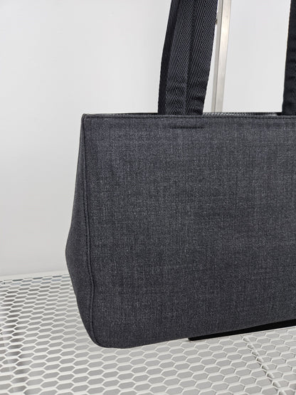 Archive AW1999 prada sport black tab wool and nylon tote bag