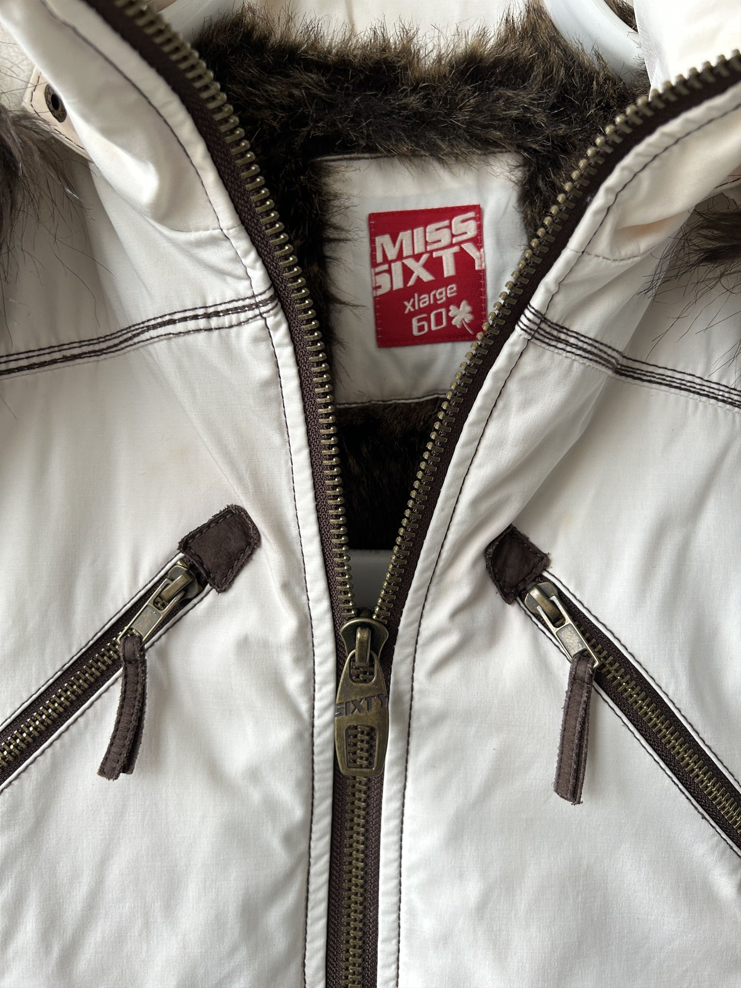 Archive y2k Miss Sixty faux fur lined hooded bomber