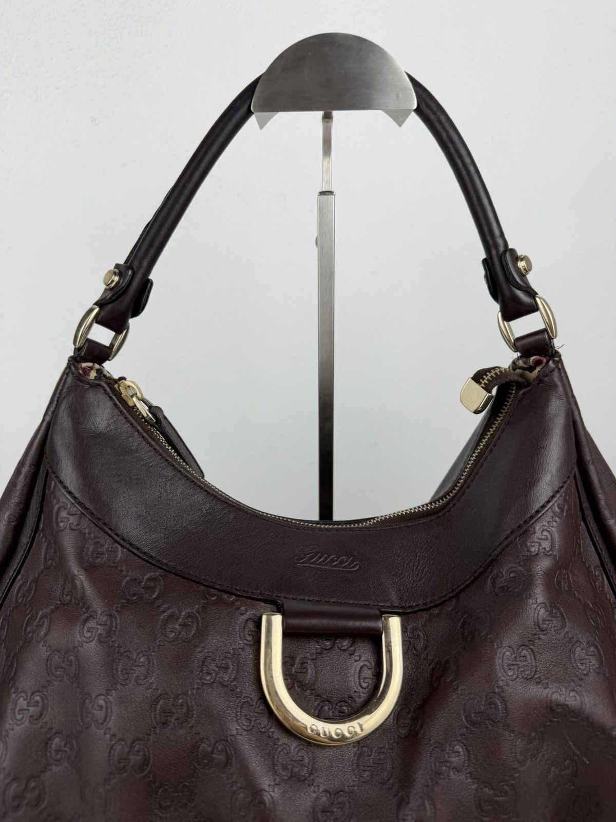 Gucci Abbey d-ring large guccissima leather monogram handbag
