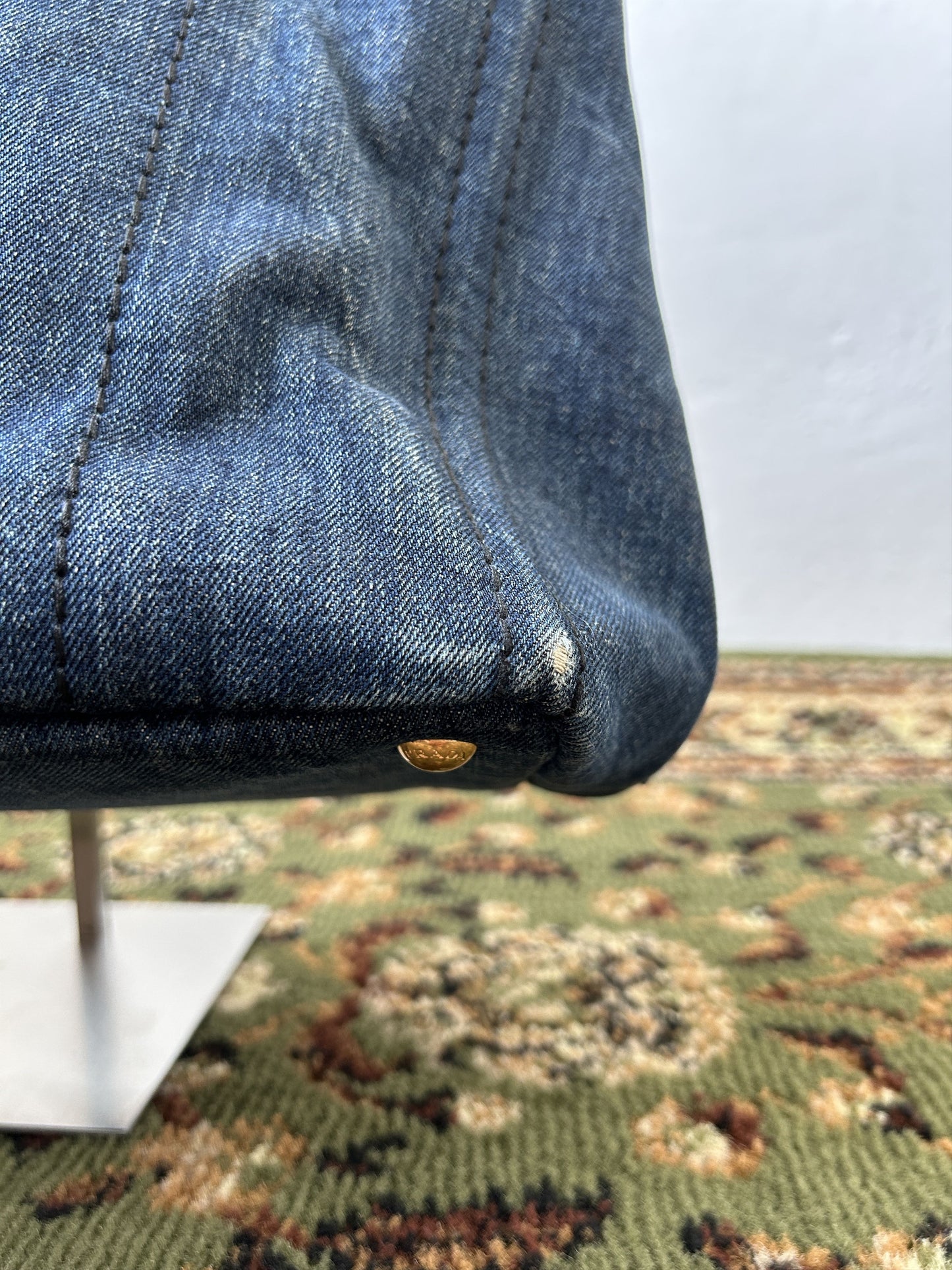 Prada Canapa denim handbag large size