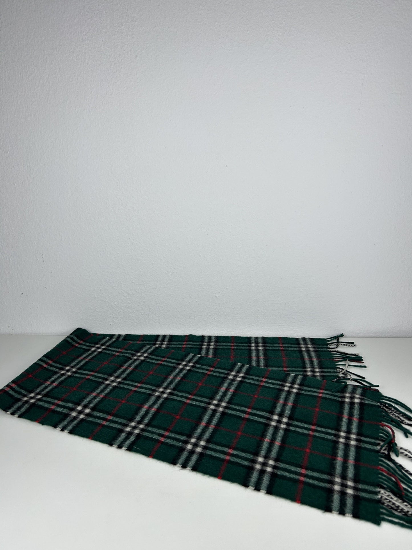 Vintage Burberry green nova check cashmere scarf