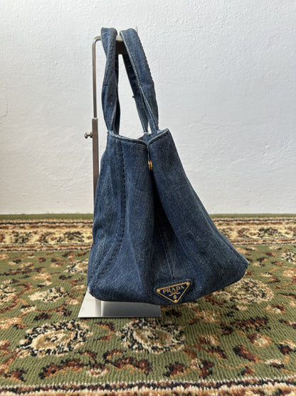Prada Canapa denim handbag large size