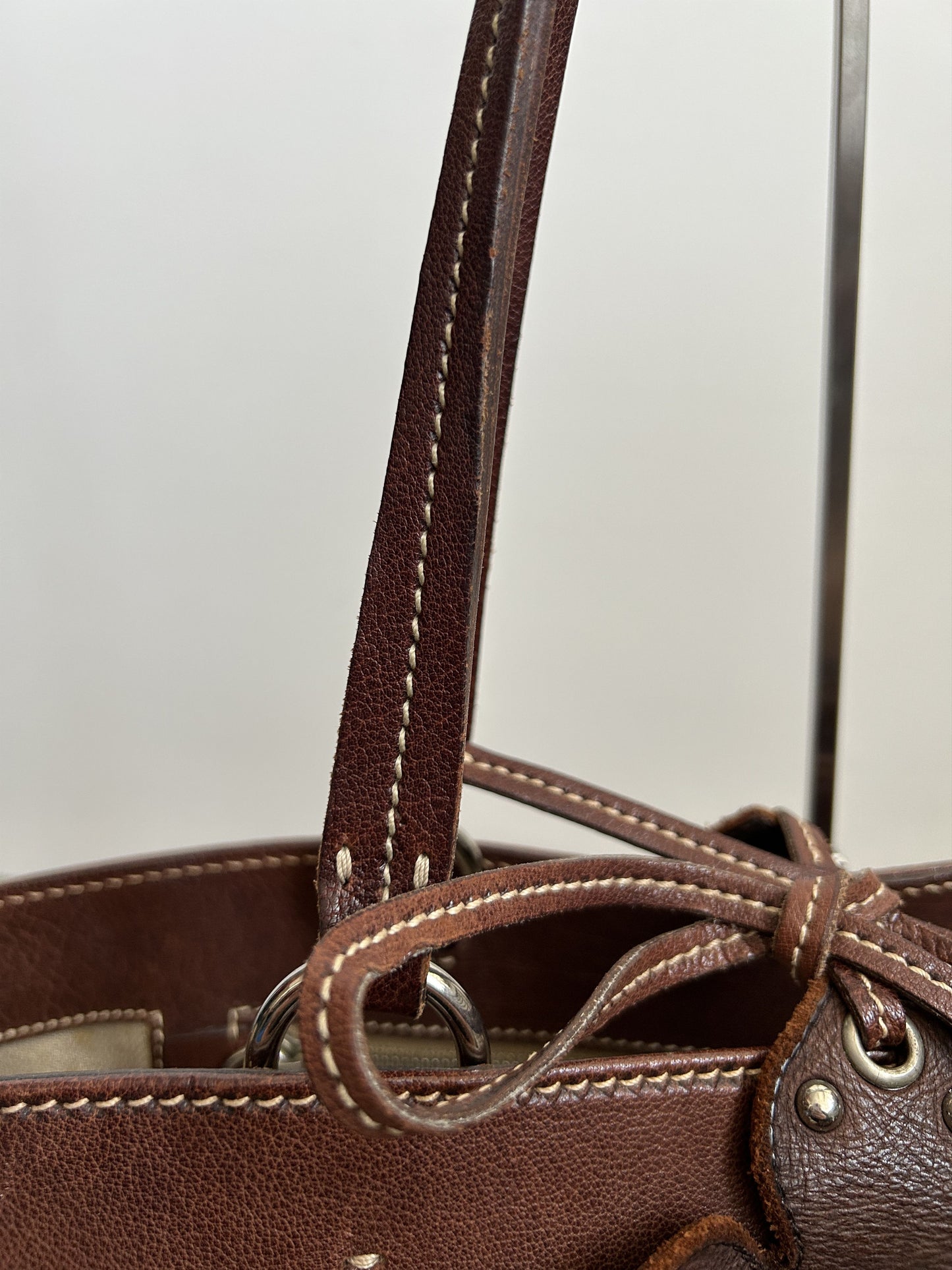 Vintage 90s archive miu miu raffia and leather tote bag