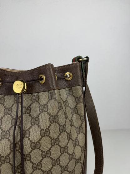 Vintage 80s Gucci monogram drawstring bucket bag