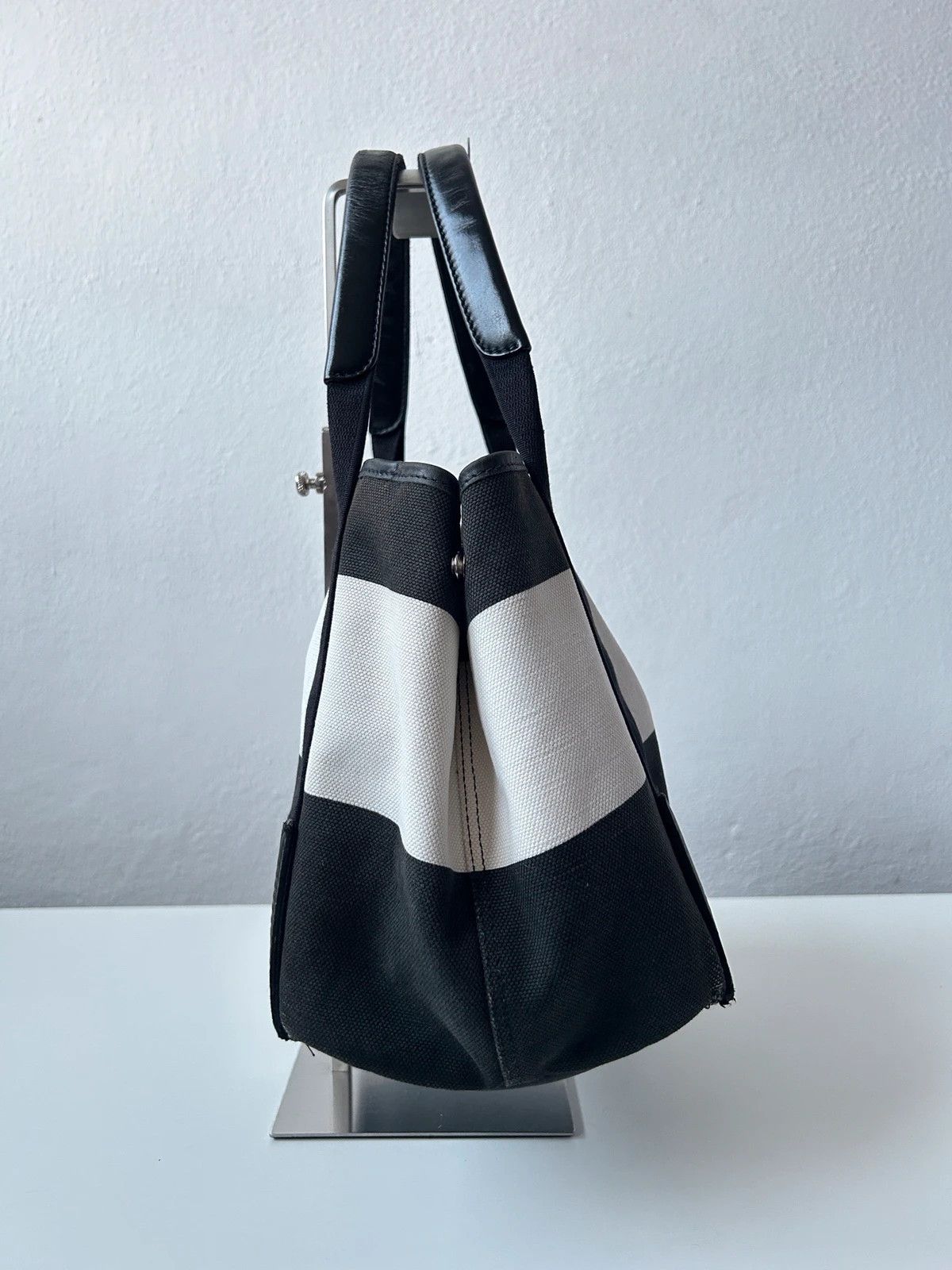 Balenciaga navy cabas logo tote bag small