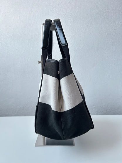 Balenciaga navy cabas logo tote bag small