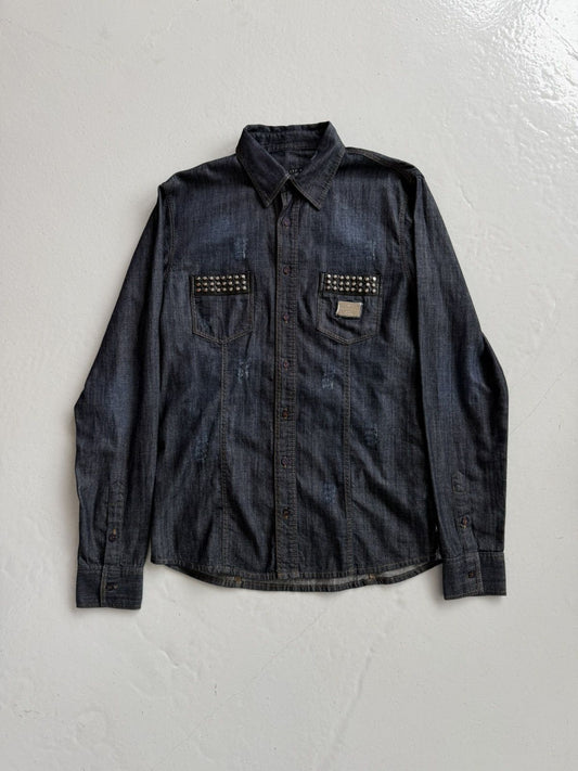 SS2016 Philipp Plein Marlon denim shirt Acapulco blue
