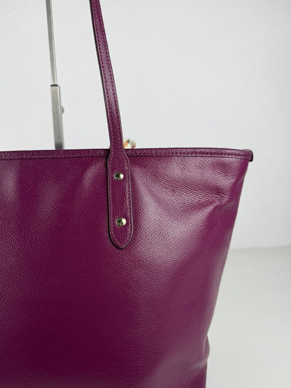 Coach crossgrain leather city tote fuchsia