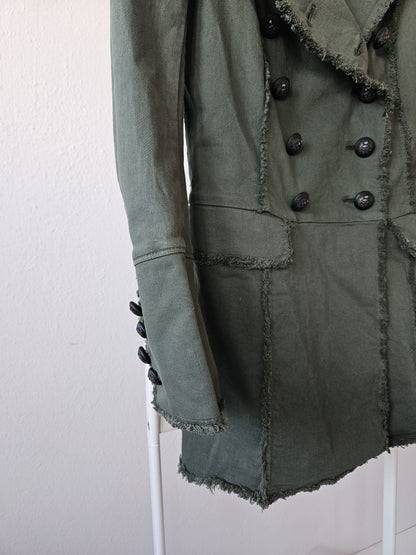 Pierre Balmain raw edge double breasted napoleon coat