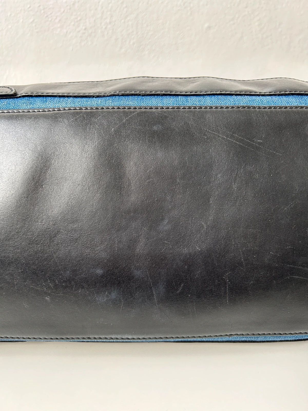Balenciaga denim leather navy cabas m tote bag with pouch
