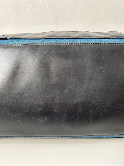 Balenciaga denim leather navy cabas m tote bag with pouch