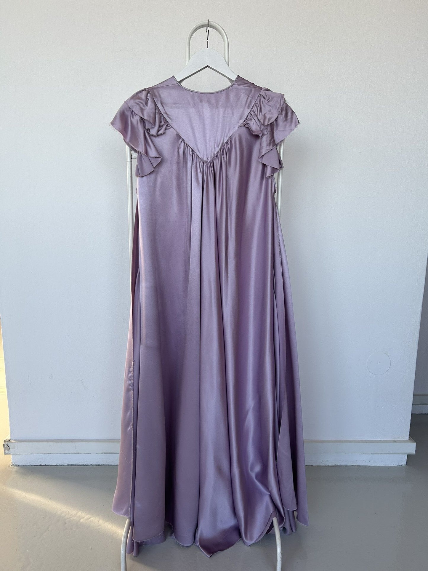 SS2018 Balenciaga silk ruffle loose long dress in lilac