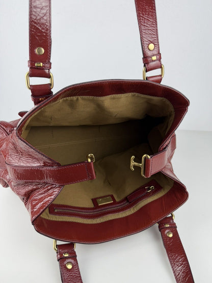 Fendi crinkled patent leather de jour handbag large