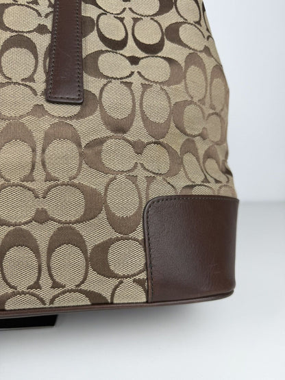 Coach signature leather and canvas tote bag