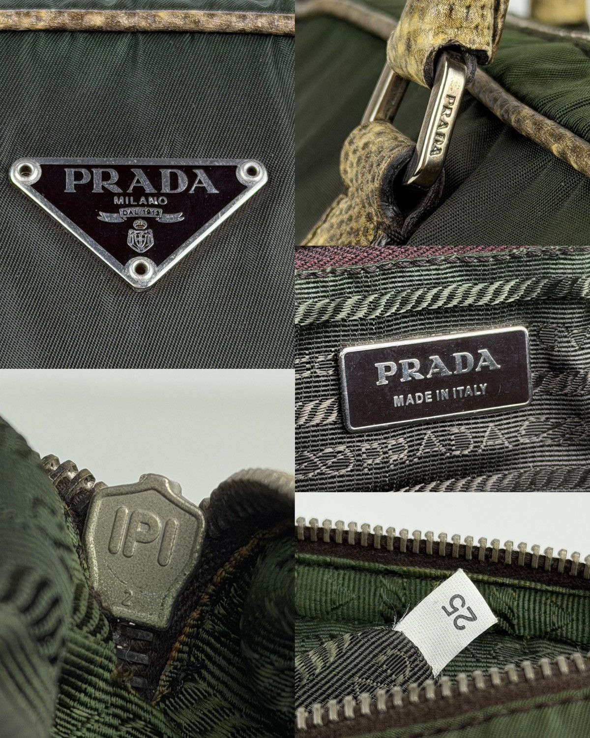 Vintage Prada nylon leather triangle logo mini bowling bag