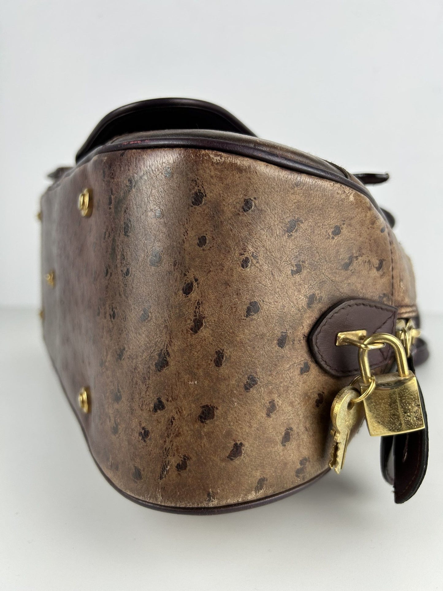 2000 Dior by John Galliano double saddle leather bowling bag