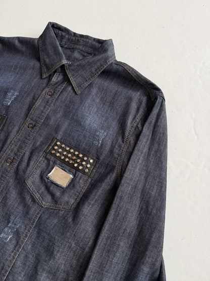 SS2016 Philipp Plein Marlon denim shirt Acapulco blue