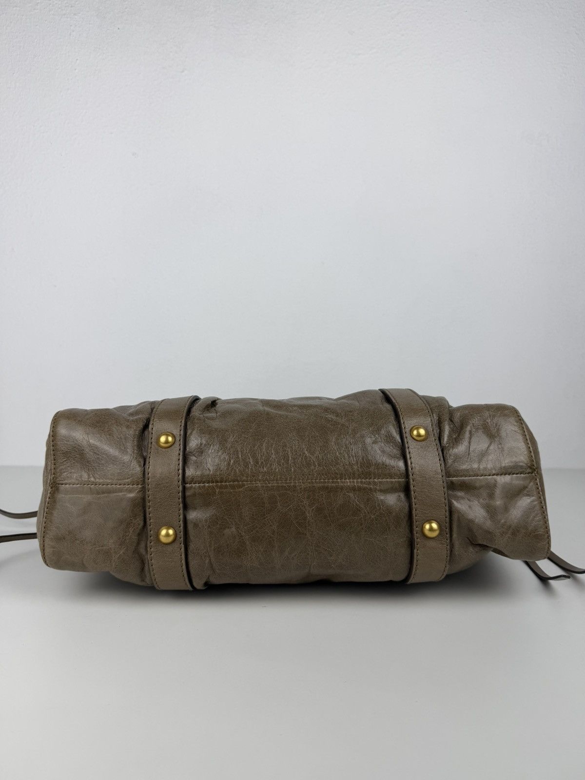 Miu Miu vitello bauletto aperto gathered leather handbag