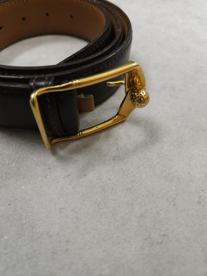 Vintage 1978 Hermes dark brown leather belt