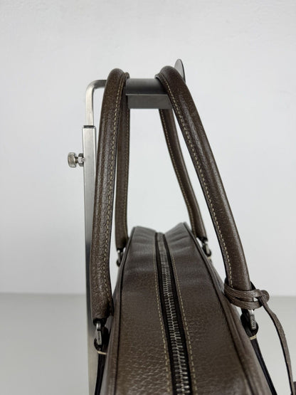 Prada saffiano leather triangle logo mini bowling bag