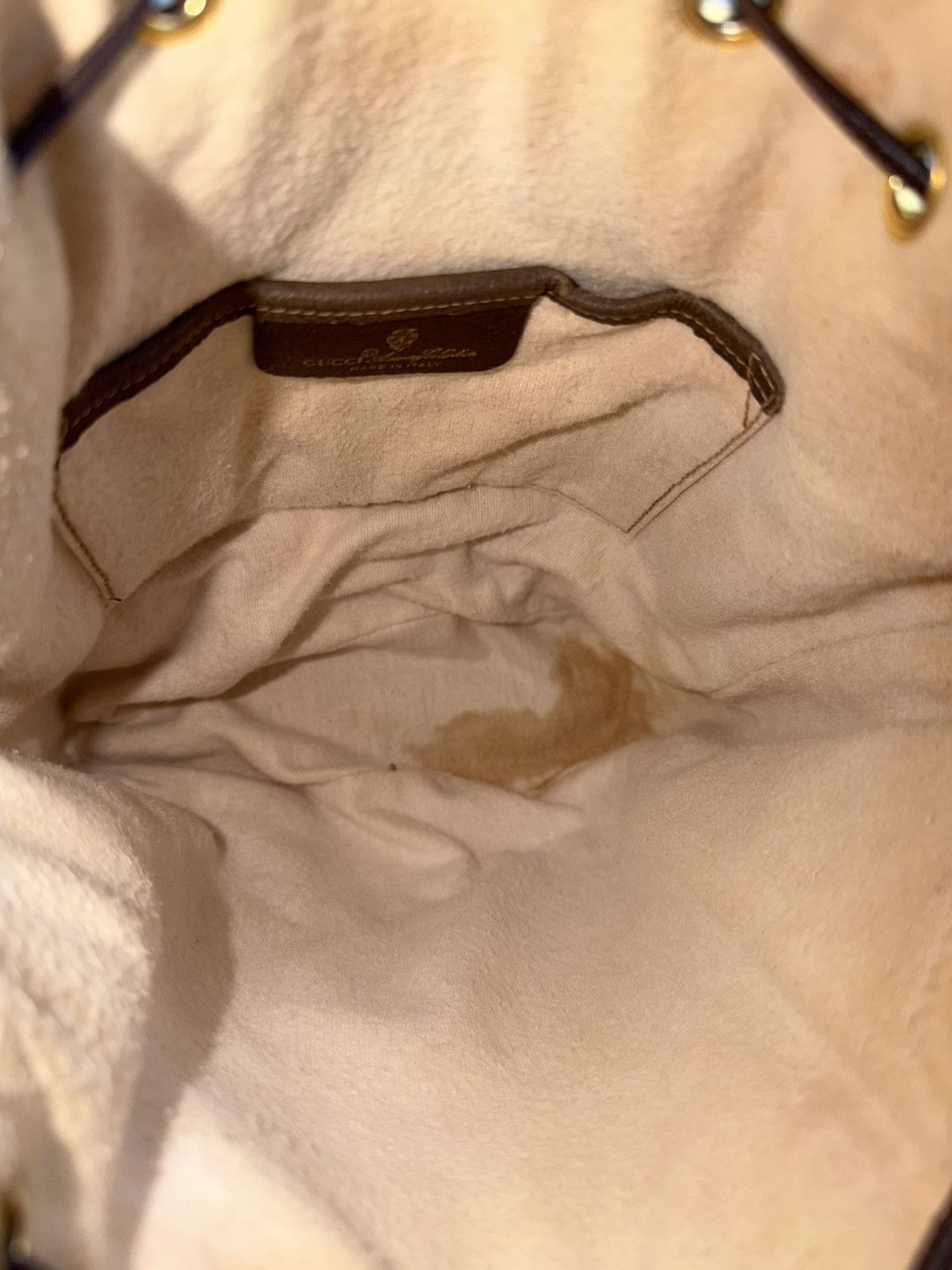 Vintage 80s Gucci monogram drawstring bucket bag