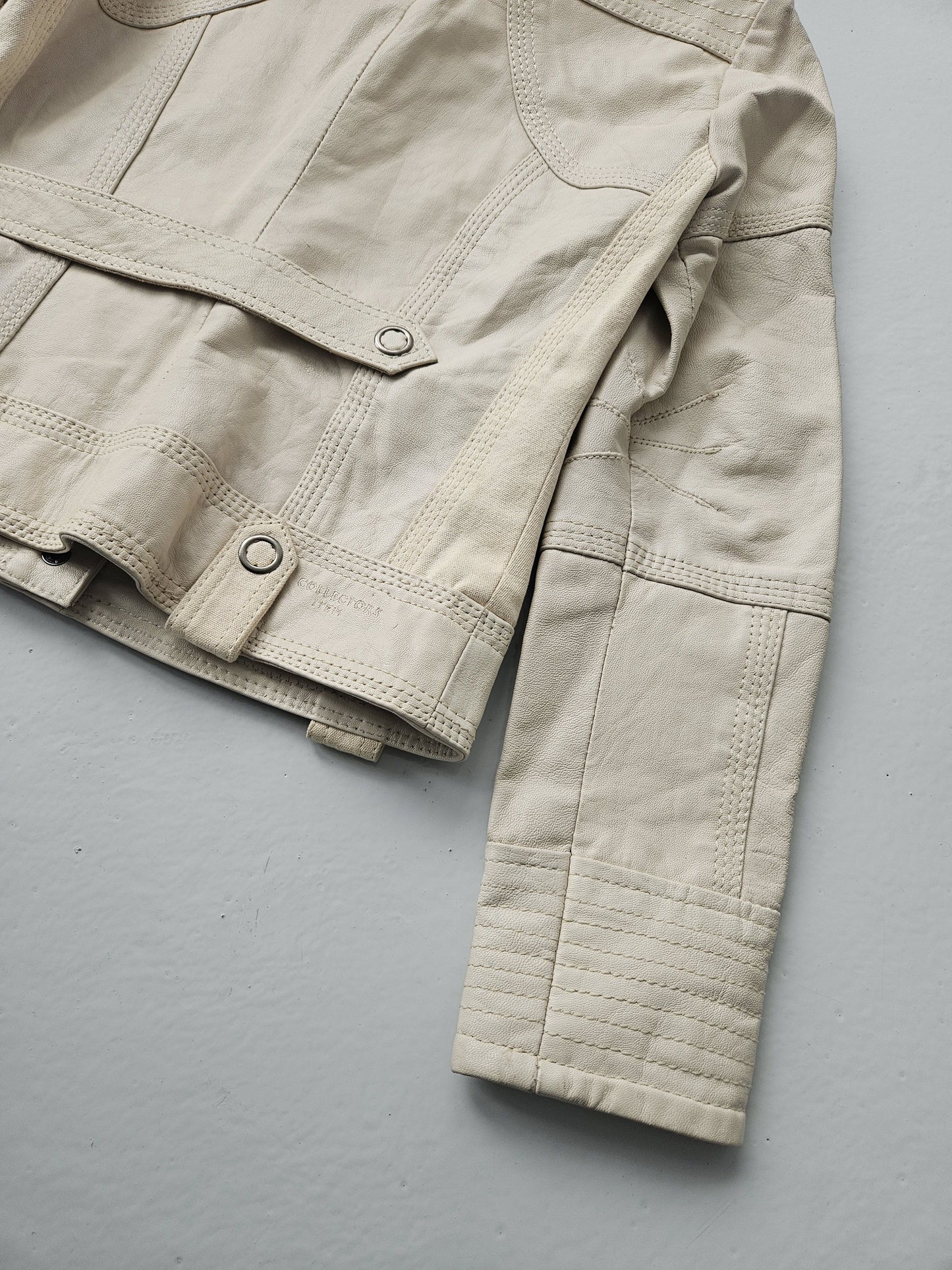Archive y2k multipocket high collar leather jacket