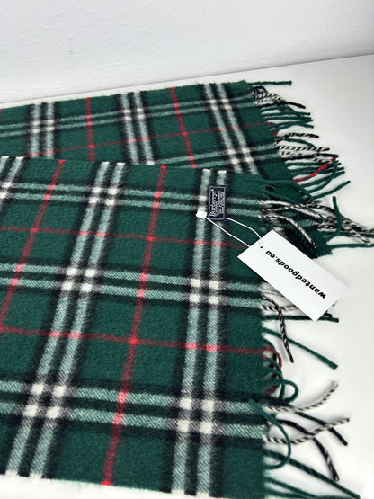 Vintage Burberry green nova check cashmere scarf
