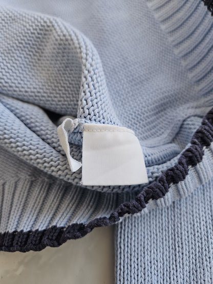 Vintage ysl baby blue embroidered logo thick knit sweater