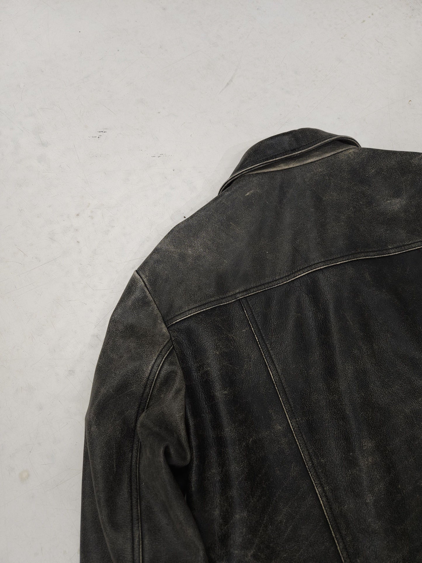 Vintage distressed leather overshirt