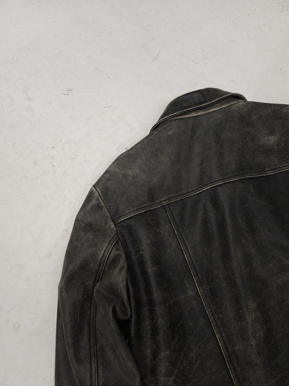 Vintage distressed leather overshirt