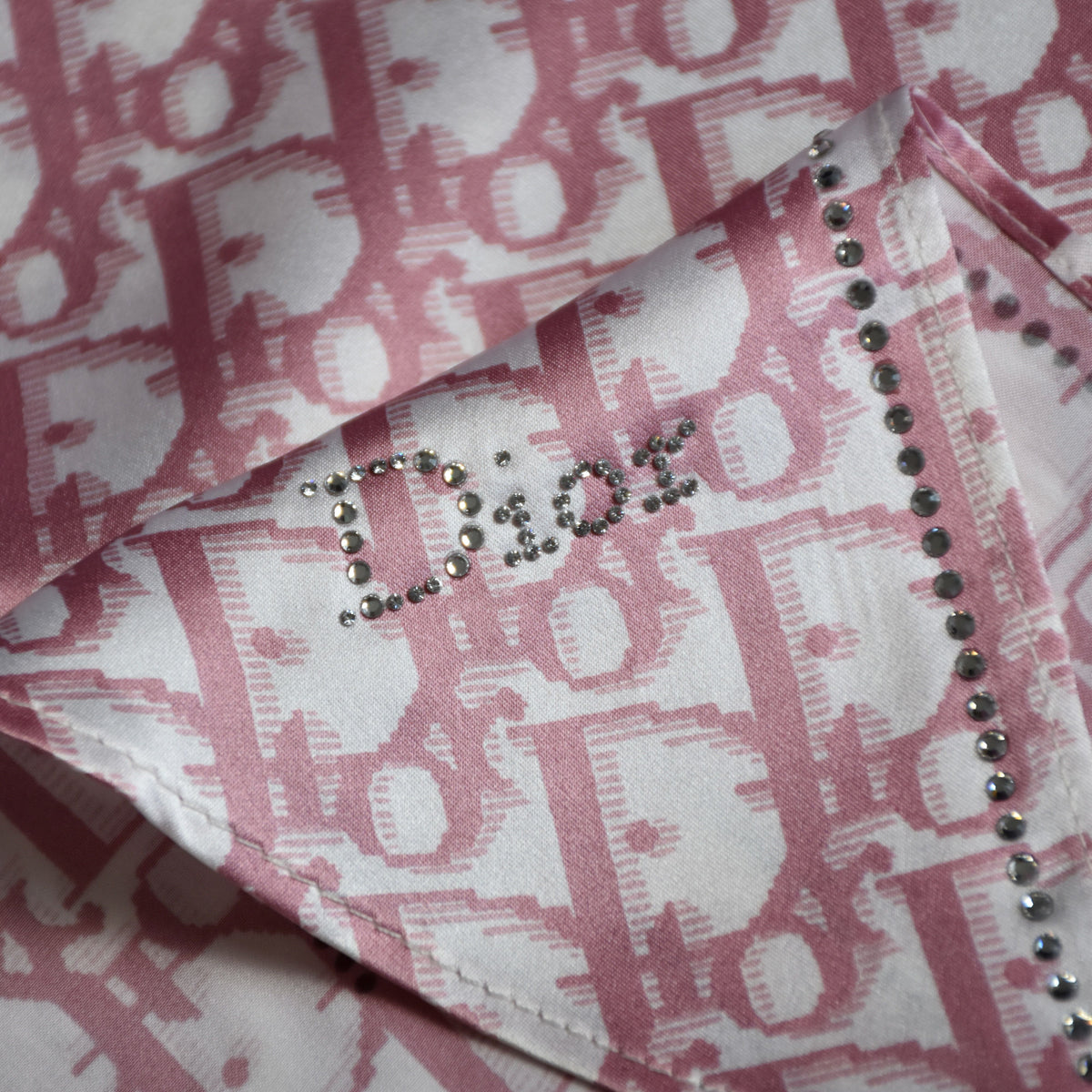 Dior trotter rhinestone embellished silk scarf John Galliano era